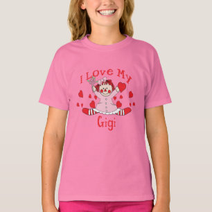 Jag älskar min Gigi trasdocka & hjärtor T-shirt
