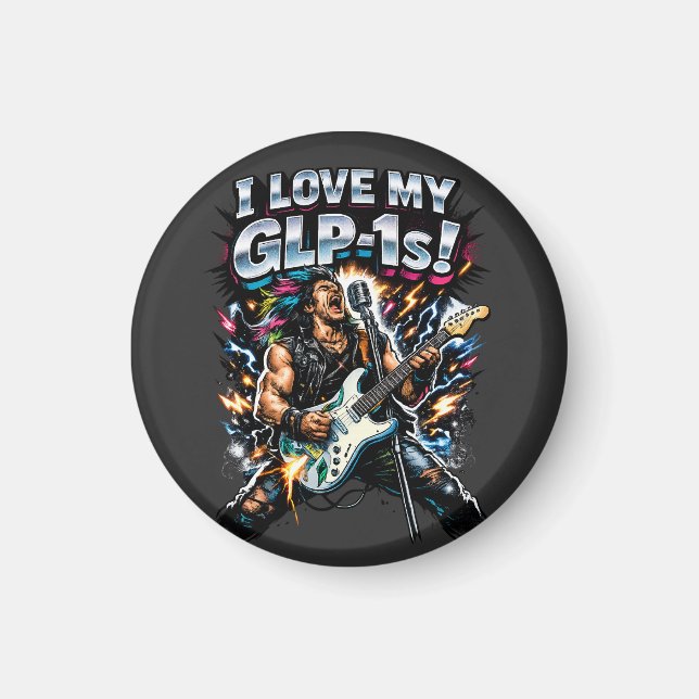 Jag älskar min GLP-1 Rockgitarrist Neon-grafik Magnet (Framsidan)