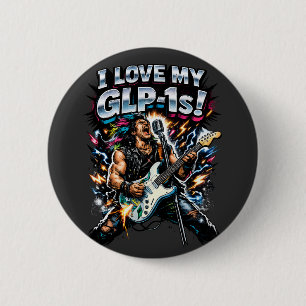 Jag älskar min GLP-1s Rockgitarrist Neon-grafik Knapp