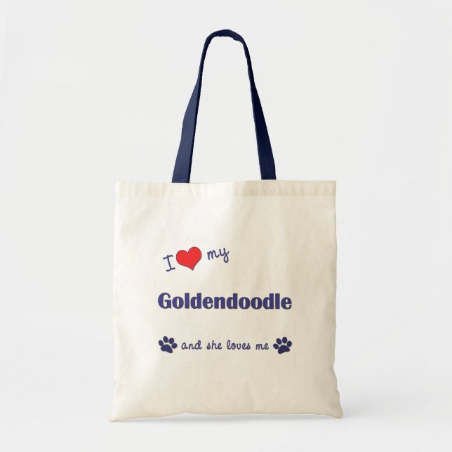 Jag älskar min Goldendoodle (den kvinnliga hunden) Tygkasse (Framsidan)