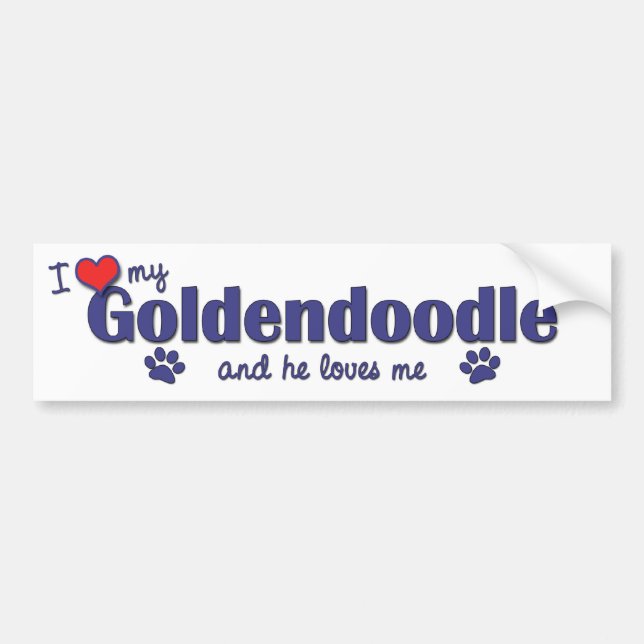 Jag älskar min Goldendoodle (den Male hunden) Bildekal (Framsidan)