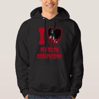 Jag älskar min goth-flickvän droppande rött hjärta hoodie