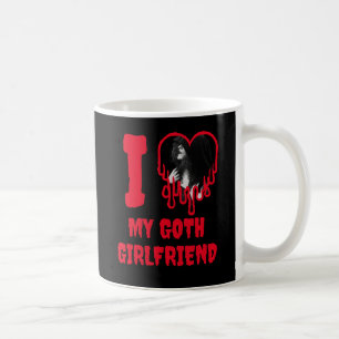 Jag älskar min goth-flickvän droppande rött hjärta kaffemugg