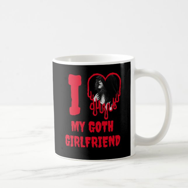 Jag älskar min goth-flickvän droppande rött hjärta kaffemugg (Höger)
