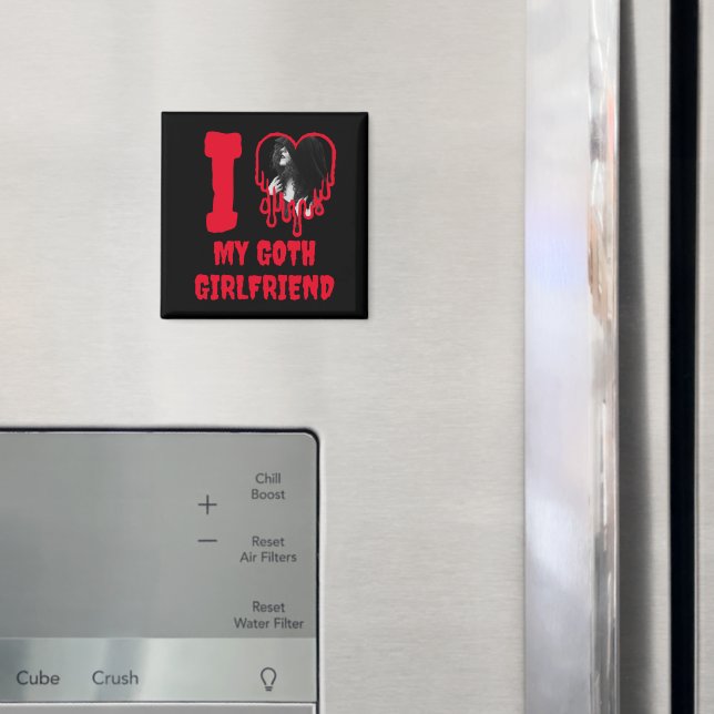 Jag älskar min goth-flickvän droppande rött hjärta magnet (In Situ (Fridge))