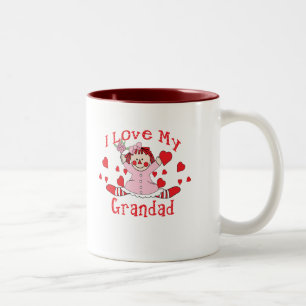 Jag älskar min Grandadtrasdocka & hjärtor Två-Tonad Mugg