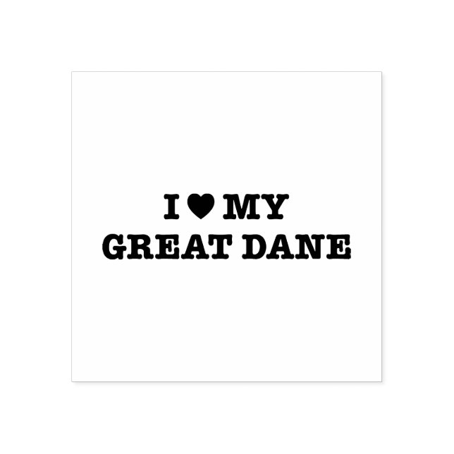 Jag älskar min Great dane Wood Frimärke Stämpel (Tryck)