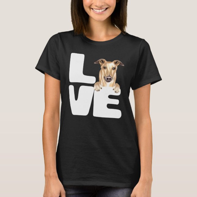 Jag älskar min greyhoundhund t shirt (Framsida)