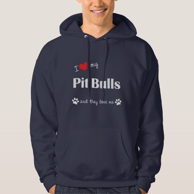 Jag älskar min groptjurar (åtskilliga hundar) hoodie (Framsida)