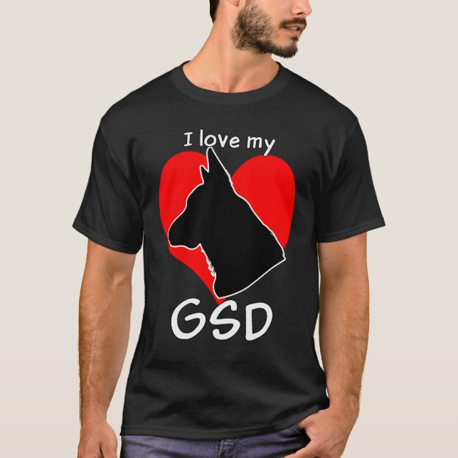 Jag älskar min GSD! - Dark- Tee Shirt (Framsida)