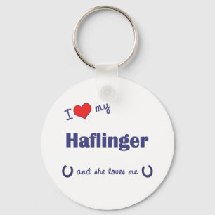 Jag älskar min Haflinger (den kvinnliga hästen) Nyckelring
