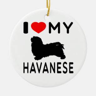 Jag älskar min Havanese Julgransprydnad Keramik