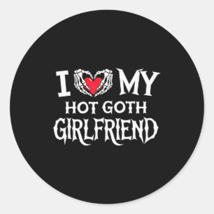 Jag älskar min heta goth-flickvän skelett hand hjä runt klistermärke
