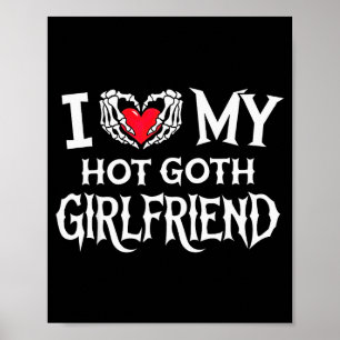 Jag älskar min heta goth-tjej skelett hand hjärta poster