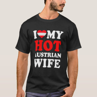 Jag älskar min heta österrikiska fru rolig make pr t shirt