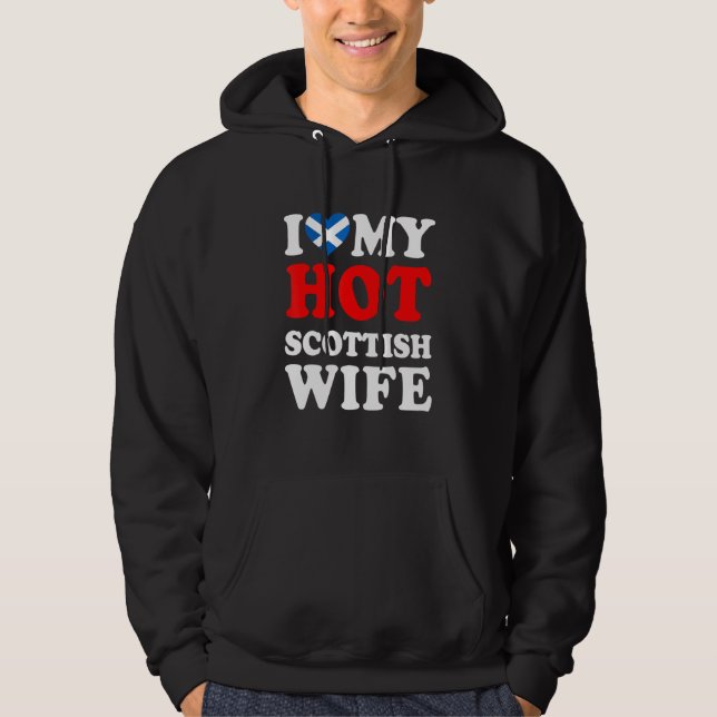 Jag älskar min heta skotska fru rolig make present hoodie (Framsida)
