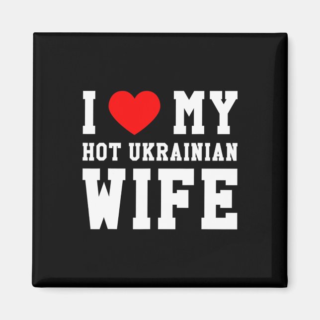Jag älskar min heta ukrainska fru röda hjärta  magnet (Framsidan)