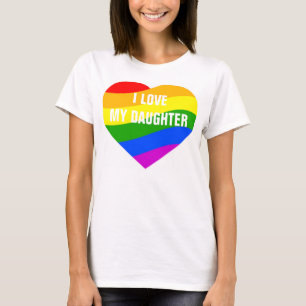 Jag älskar min hjärta för dotterregnbågefärge t-shirt