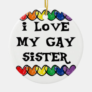 Jag älskar min homosexuella syster LGBT-gåva Homo Julgransprydnad Keramik