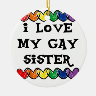 Jag älskar min homosexuella syster LGBT-gåva Homo Julgransprydnad Keramik