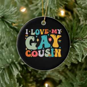 Jag älskar min homosexuelle kusin Groovy Rainbow H Julgransprydnad Keramik