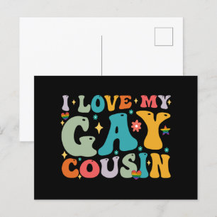 Jag älskar min homosexuelle kusin Groovy Rainbow H Vykort