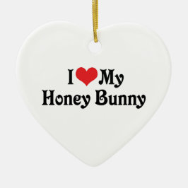 Jag älskar min Honey Bunny Julgransprydnad Keramik