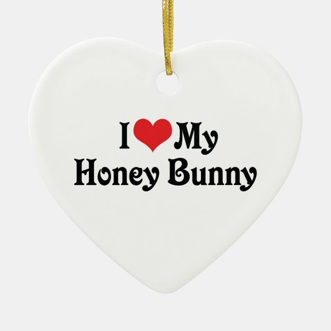 Jag älskar min Honey Bunny Julgransprydnad Keramik (Framsidan)