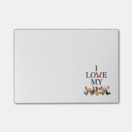 Jag älskar min hönor som Posta-Det noterar Post-it Block