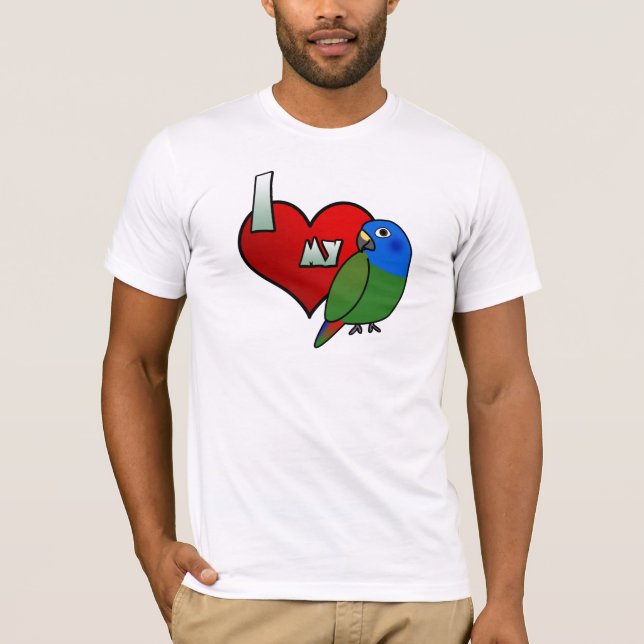 Jag älskar min hövdade Pionus för blått T-tröja Tee Shirt (Framsida)