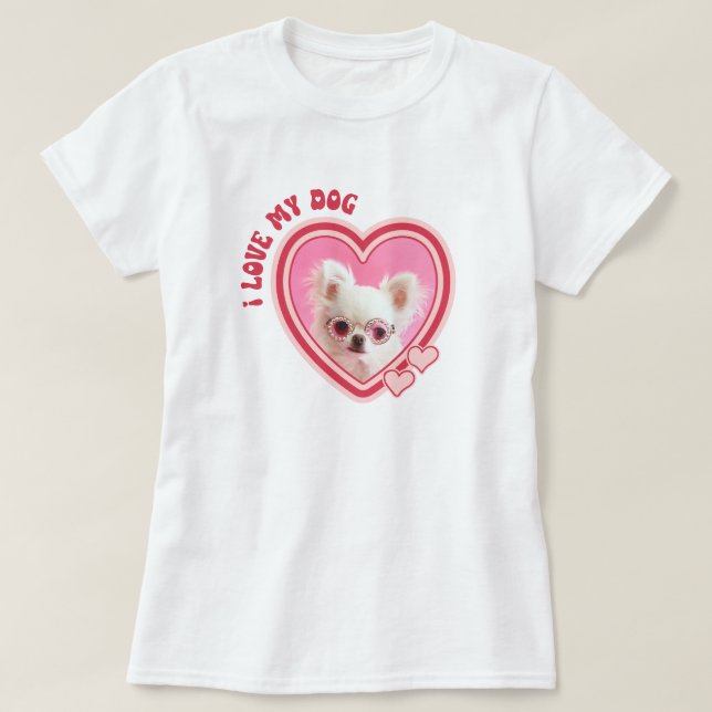 Jag älskar min hund Anpassad bild T Shirt (Design framsida)