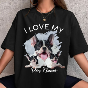 Jag älskar min hund Anpassad foto husdjur katt Per T Shirt