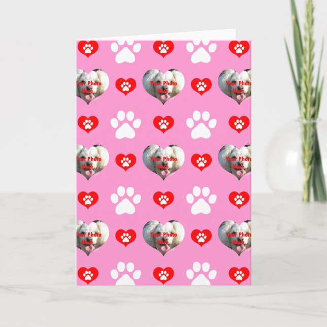 Jag älskar min hund Anpassad fotomonster Rosa Kort (Framsida)