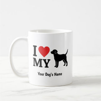 Jag älskar min hund Anpassat namn Personlig husdju Kaffemugg