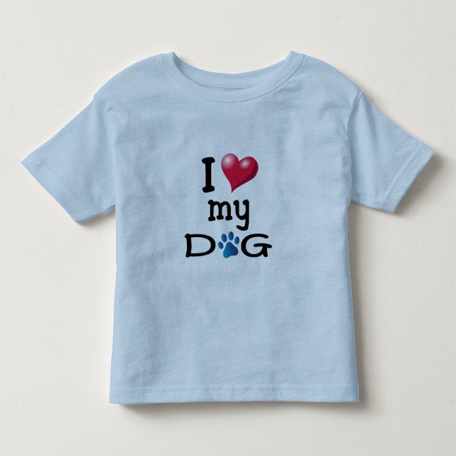 Jag älskar min hund Blue Paw T-shirt (Framsida)