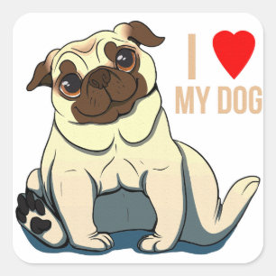 Jag älskar min hund fyrkantigt klistermärke