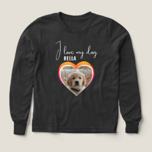 Jag älskar min hund Hjärtat Husdjur Foto Namn Flic T Shirt