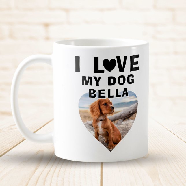 Jag älskar min hund Hjärtfoto Hundnamn Kaffemugg (Skapare uppladdad)