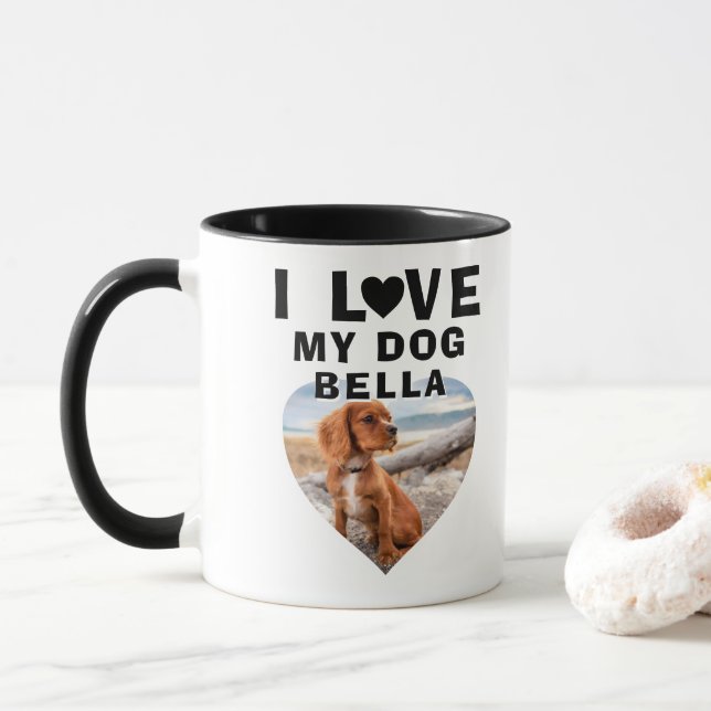 Jag älskar min hund Hjärtfoto Hundnamn Mugg (Med munk)