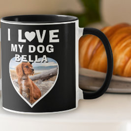 Jag älskar min hund Hjärtfoto Hundnamn Svart Mugg