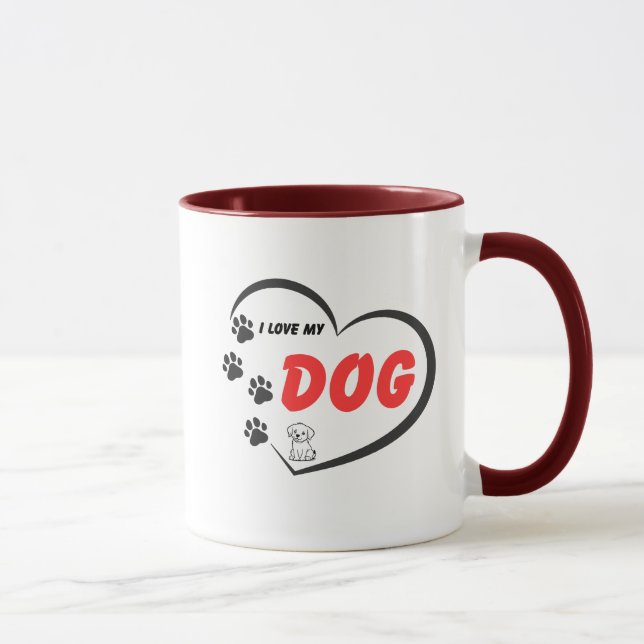 Jag älskar min hund mugg (Höger)