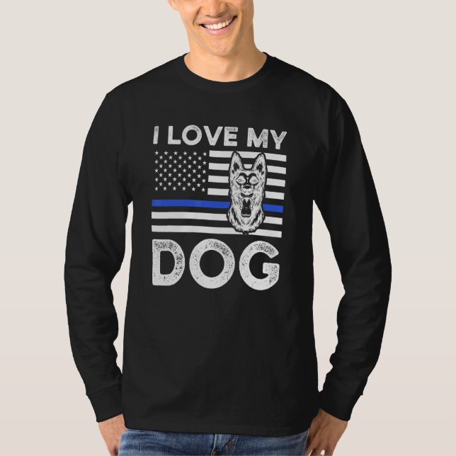Jag älskar min hund polis hund K 9 T Shirt (Framsida)