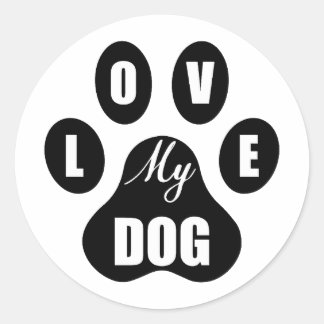 Jag älskar min hund runt klistermärke
