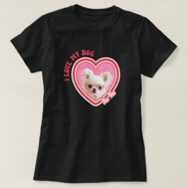 Jag älskar min hund Svart anpassad foto T Shirt