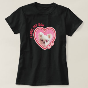 Jag älskar min hund Svart anpassad foto T Shirt