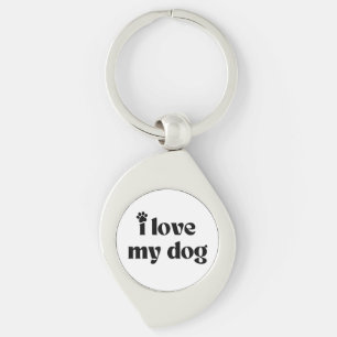 Jag älskar min hund swirl silverfärgad nyckelring