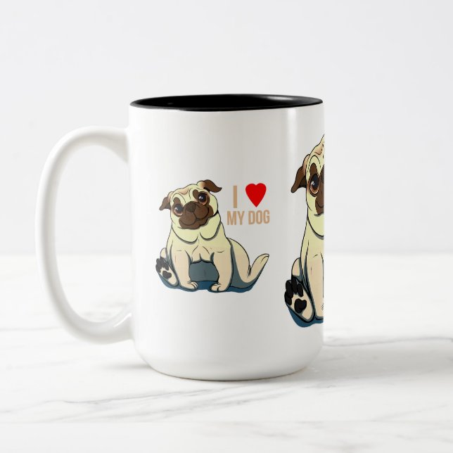 Jag älskar min hund Två-Tonad mugg (Vänster)