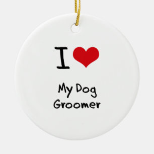 Jag älskar min hundGroomer Julgransprydnad Keramik