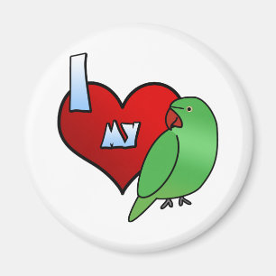 Jag älskar min indiska Ringneck parakiterhöna Magnet
