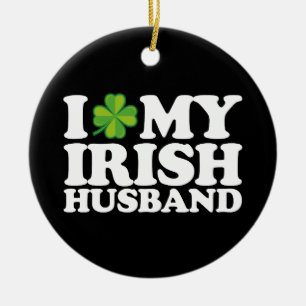 Jag älskar min irländska make par St Patrick's Day Julgransprydnad Keramik